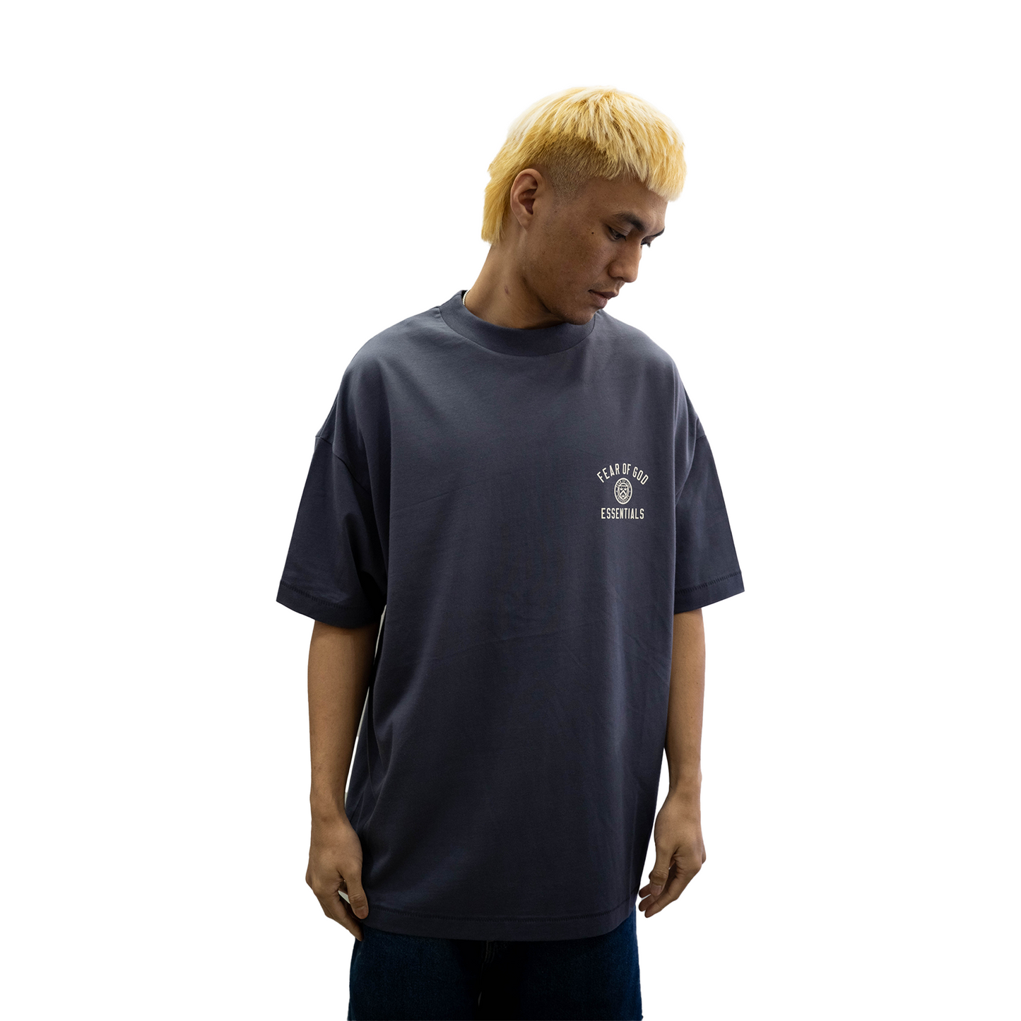 Fear of God Essentials Crest Logo Jersey Crewneck Tee Marine (FW24)