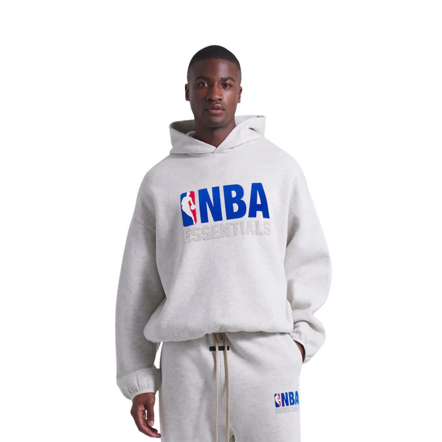 Fear of God Essentials NBA Fleece Logo Hoodie Light Heather (FW24)