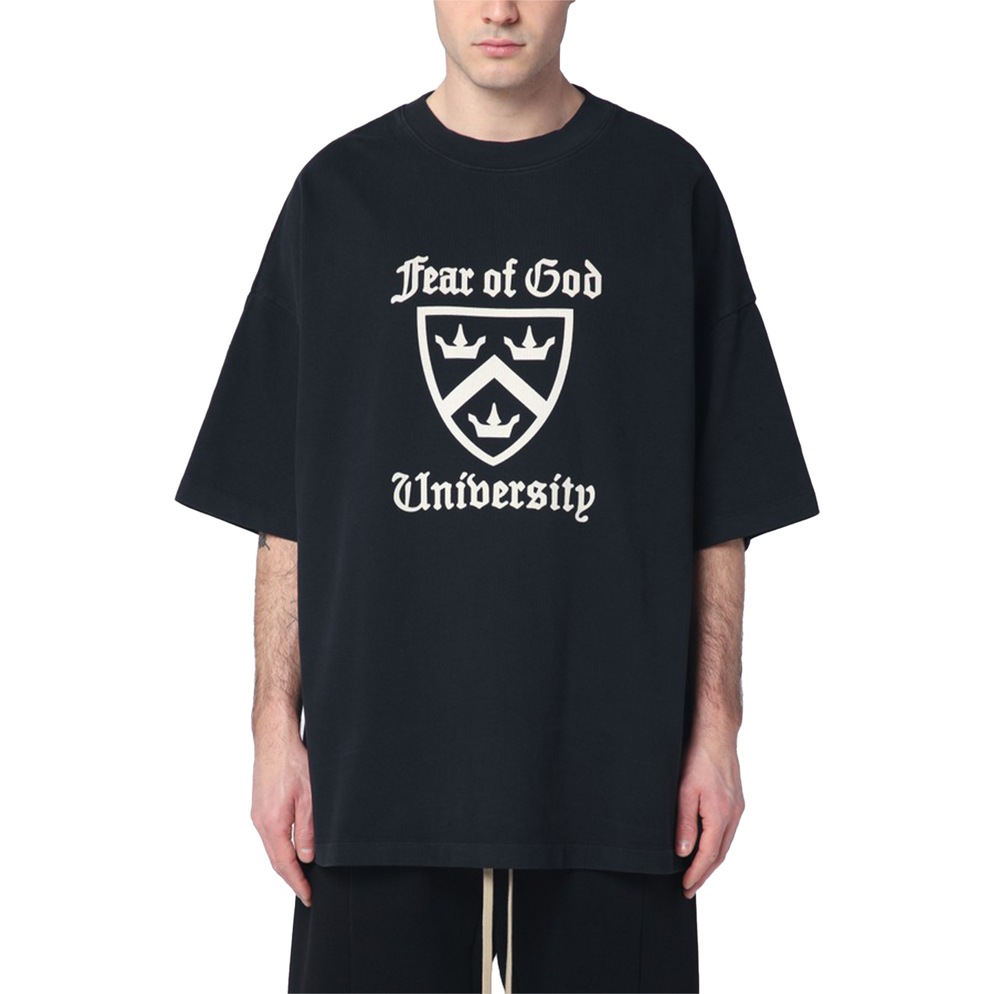 Fear of God Essentials University Logo Heavy Crewneck Tee Black (FW24)