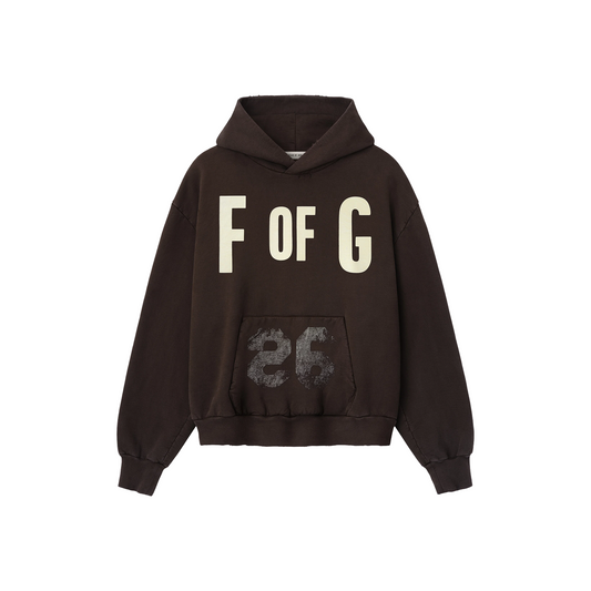 FEAR OF GOD F of G Classic Half Raglan Hoodie W/ Pocket Dark Brown (SS26)