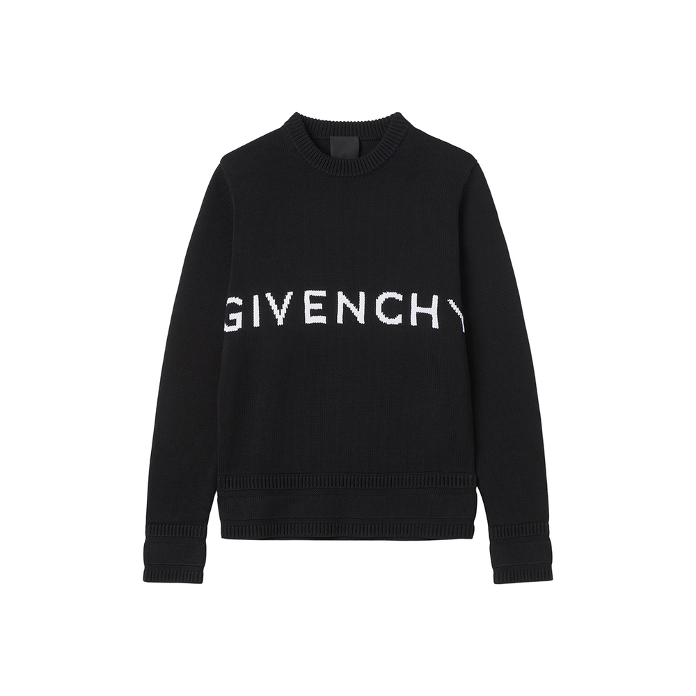 GIVENCHY 4G Logo Cotton Crew Knitwear Sweater Black (FW21)