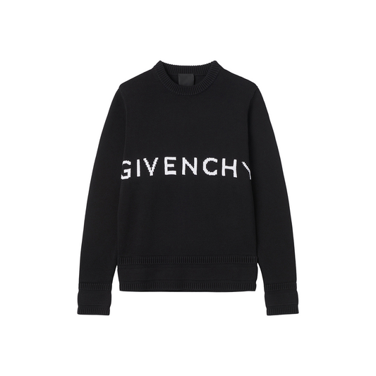 GIVENCHY 4G Logo Cotton Crew Knitwear Sweater Black (FW21)