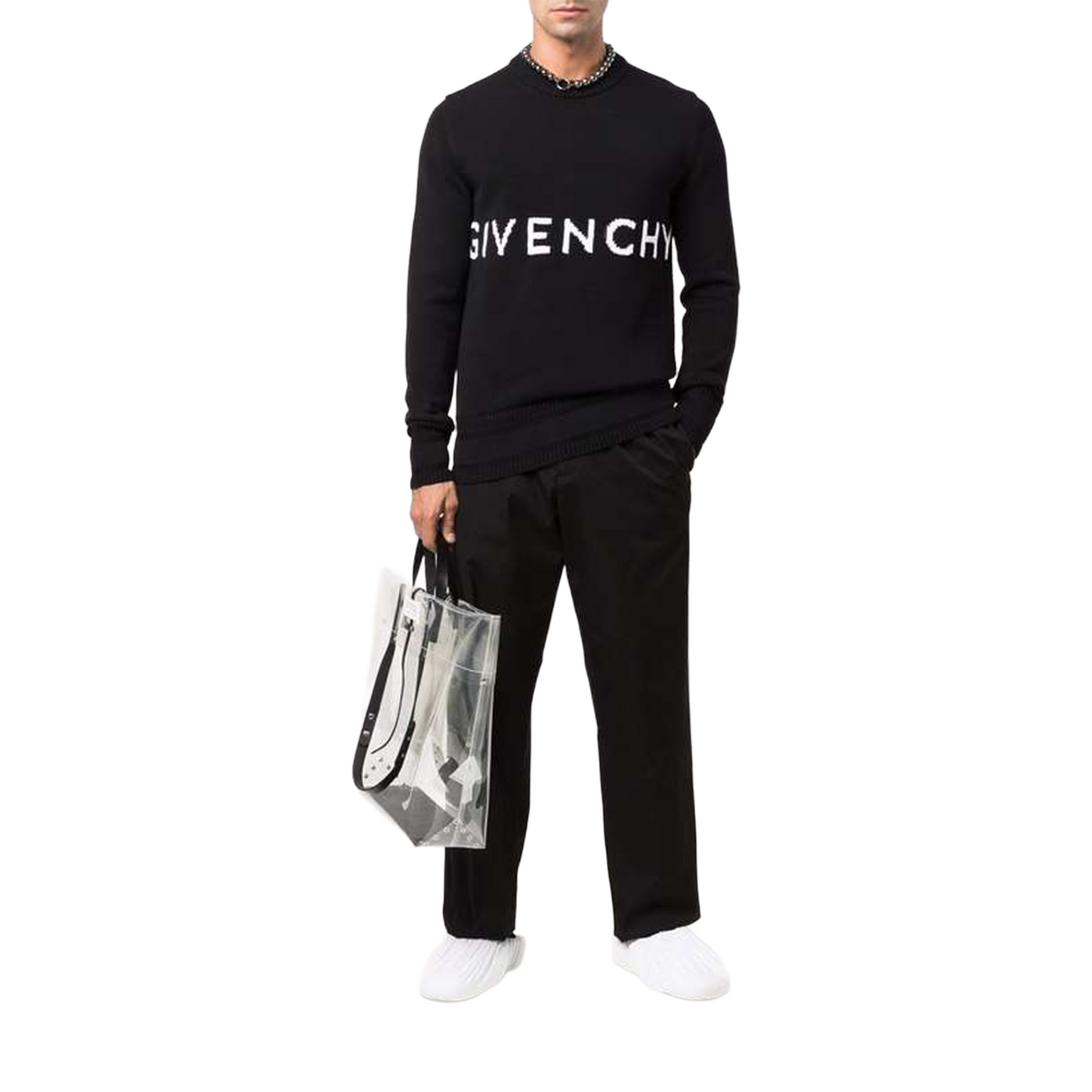 GIVENCHY 4G Logo Cotton Crew Knitwear Sweater Black (FW21)