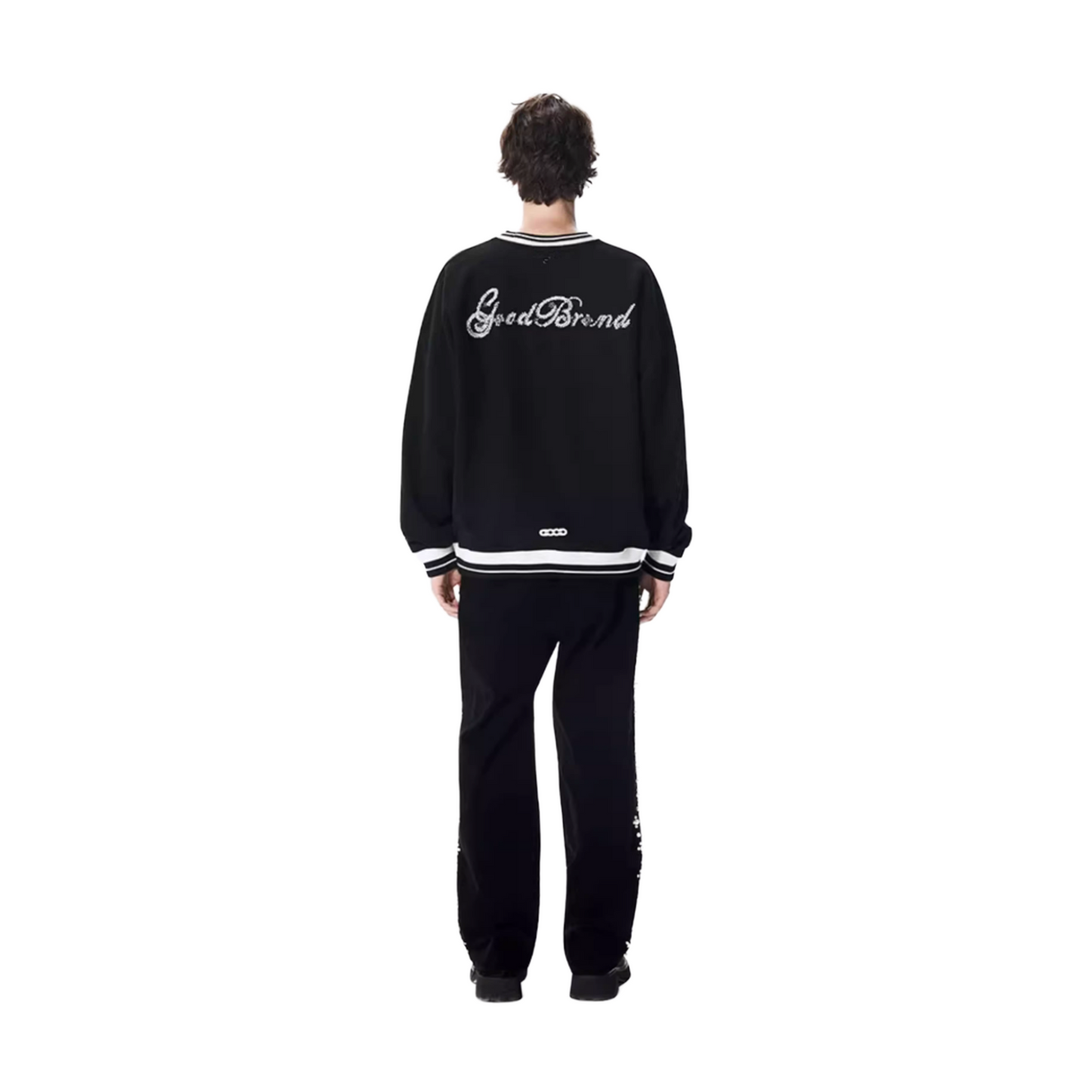 GOODBRAND 3D Embroidered Beaded Floral Long Sleeved Tee Black (FW25)