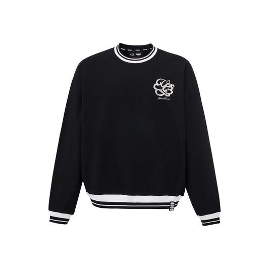 GOODBRAND 3D Embroidered Beaded Floral Long Sleeved Tee Black (FW25)