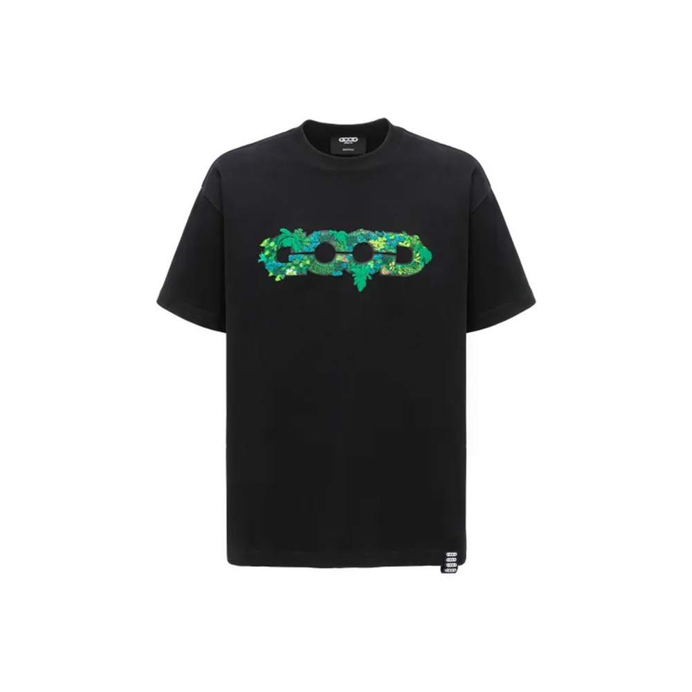 GOODBRAND 3D Green Plant Embroidered Map Logo Tee Black (SS25)