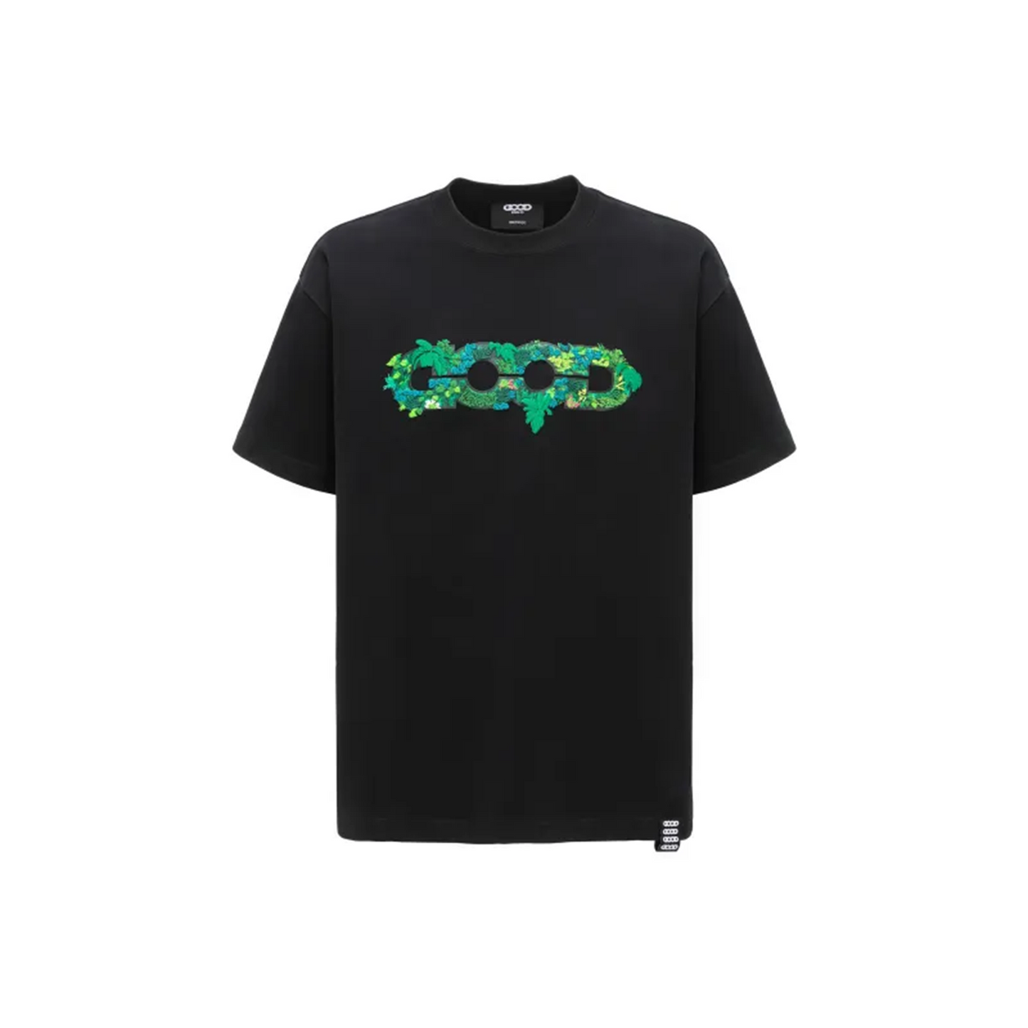 GOODBRAND 3D Green Plant Embroidered Map Logo Tee Black (SS25)