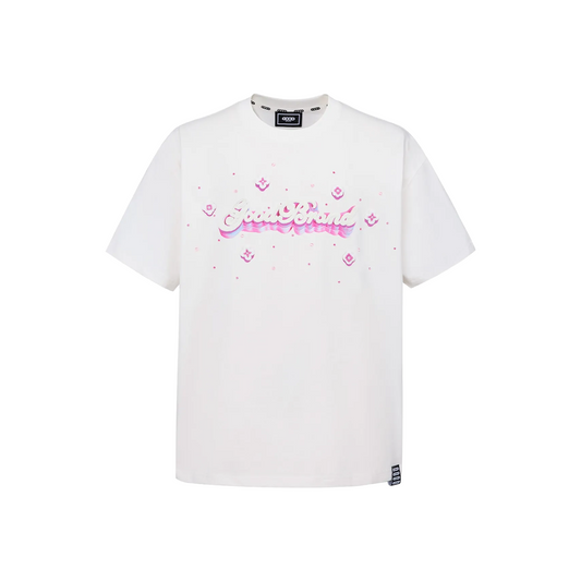 GOODBRAND 3D Logo Floral Embroidery Rhinestone Tee White (SS26)