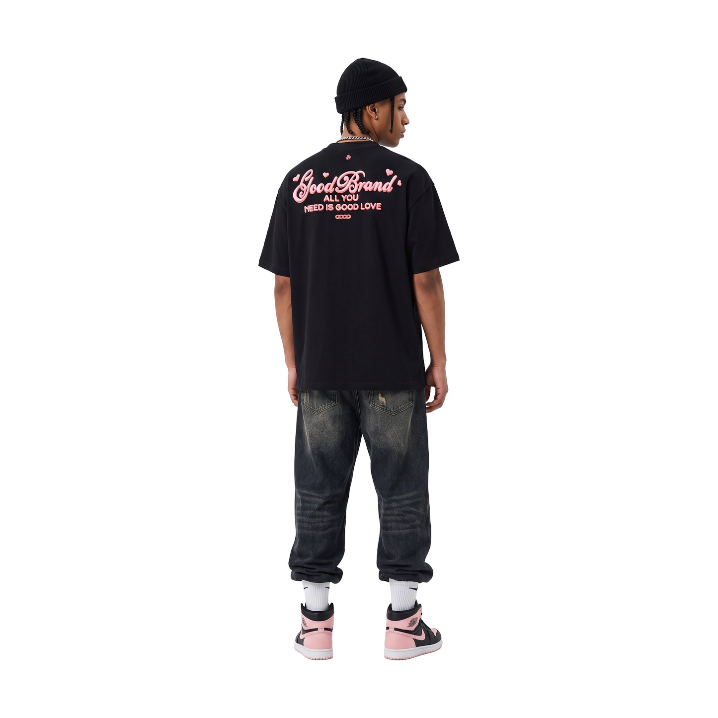 Baju-T Lengan Pendek Batu Berkilau Kek Edisi Terhad GOODBRAND 520 Hitam (SS26)