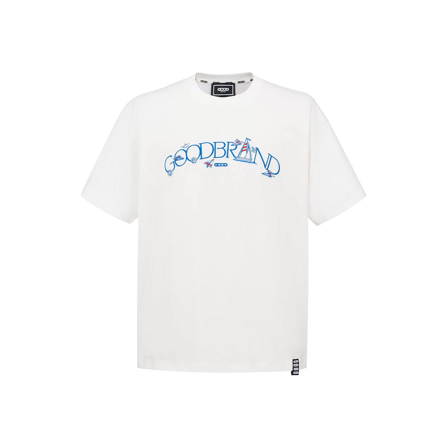 GOODBRAND Around the World Embroidered S/S Tee White (SS26)