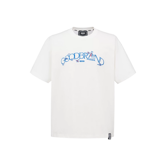 GOODBRAND Around the World Embroidered S/S Tee White (SS26)