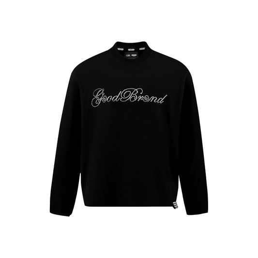 GOODBRAND Beaded Floral Pattern Long Sleeved Tee Black (FW25)