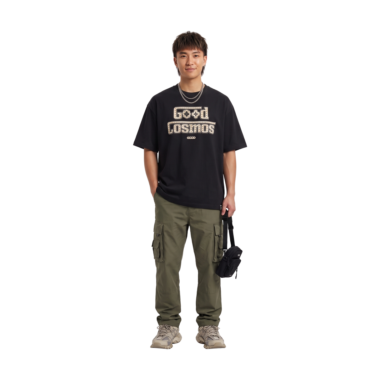 GOODBRAND Colourful Cosmic Gemstone Slogan Tee Black (SS26)