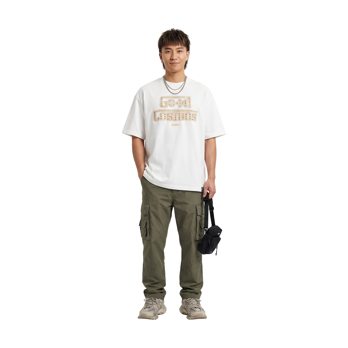 GOODBRAND Colourful Cosmic Gemstone Slogan Tee White (SS26)