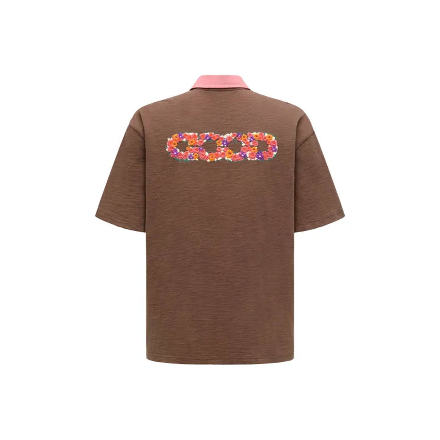 GOODBRAND Colourful Flower Contrast Polo Shirt Brown (SS25)