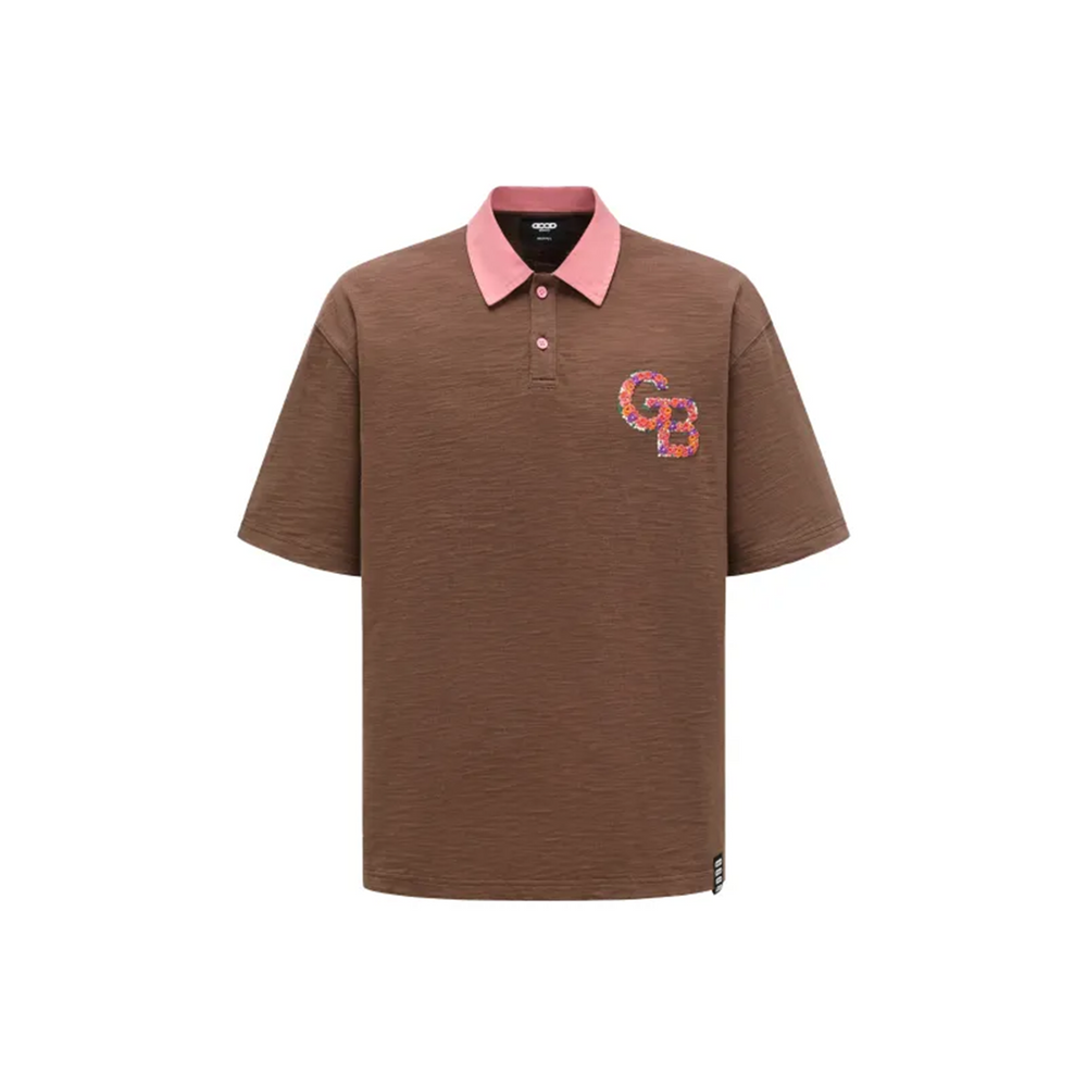 GOODBRAND Colourful Flower Contrast Polo Shirt Brown (SS25)