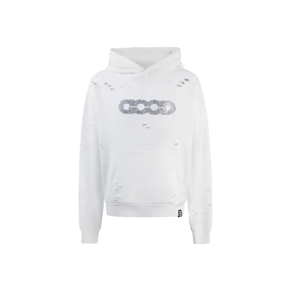 GOODBRAND Diamond Ripped Hoodie White (FW24)