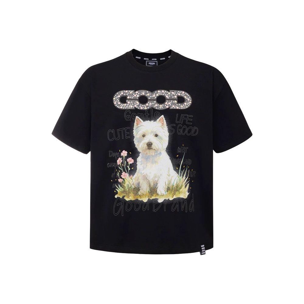GOODBRAND Floral Puppy Short Sleeved Tee Black (SS26)