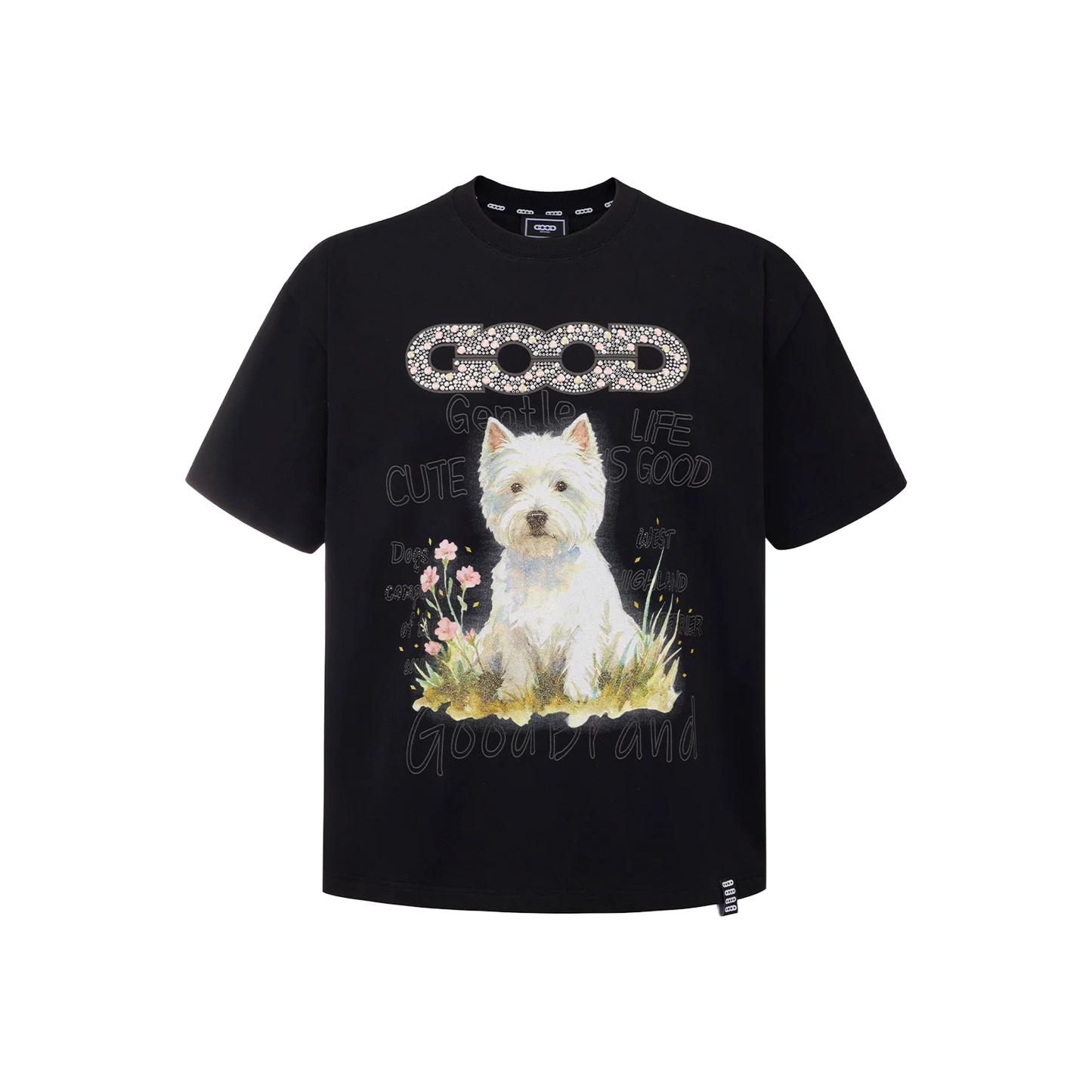 GOODBRAND Floral Puppy Short Sleeved Tee Black (SS26)