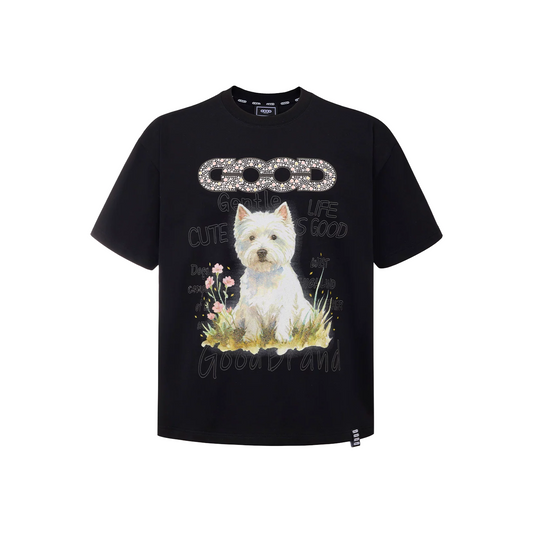 GOODBRAND Floral Puppy Short Sleeved Tee Black (SS26)