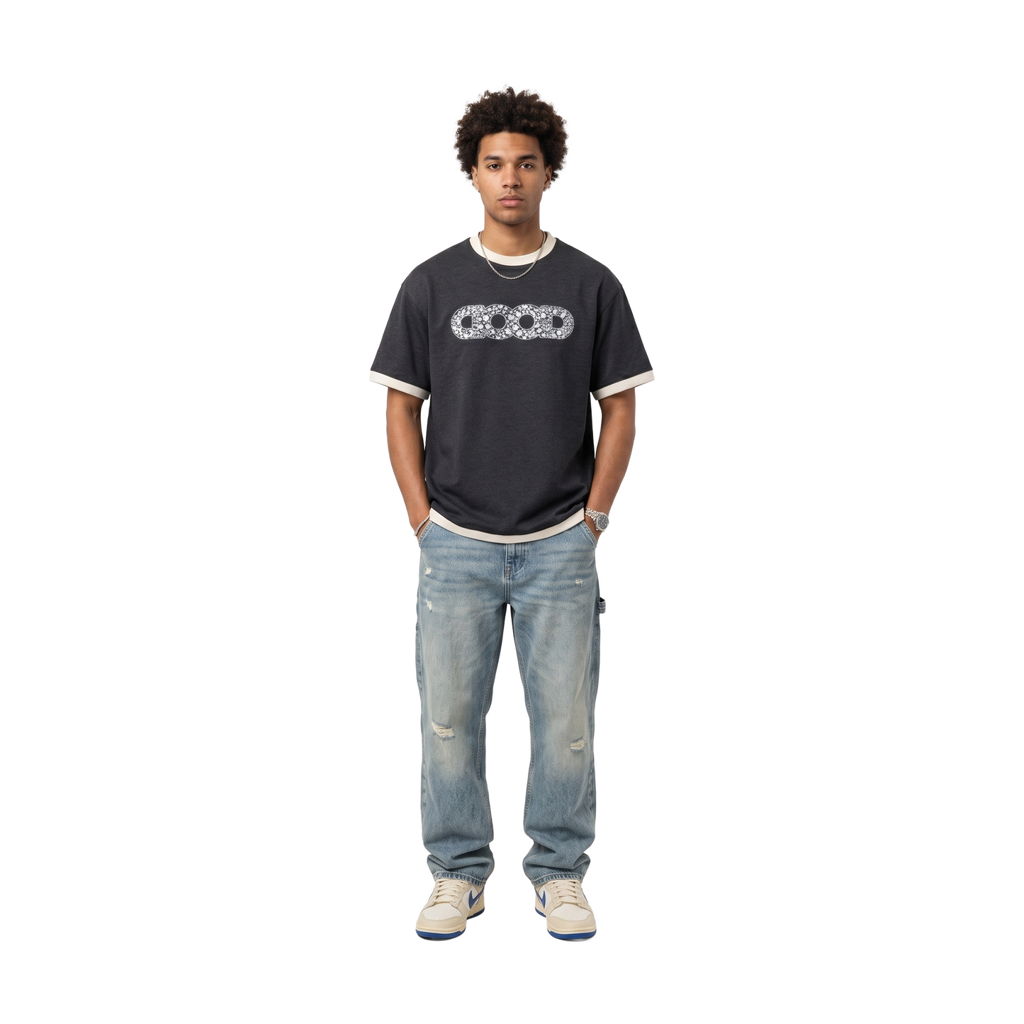 GOODBRAND Floral Yard Sequin Globe Tee Hitam (SS26)