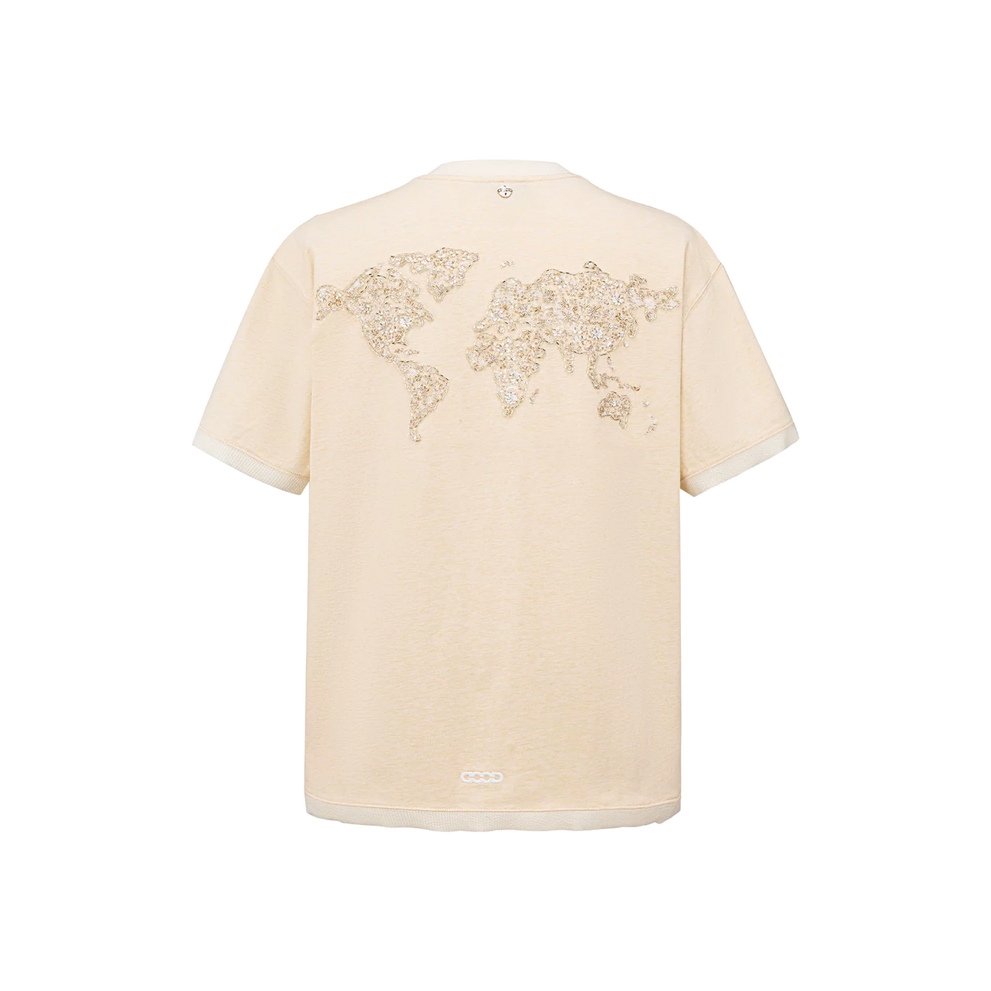 GOODBRAND Floral Yarn Sequin Globe Tee Beige (SS26)