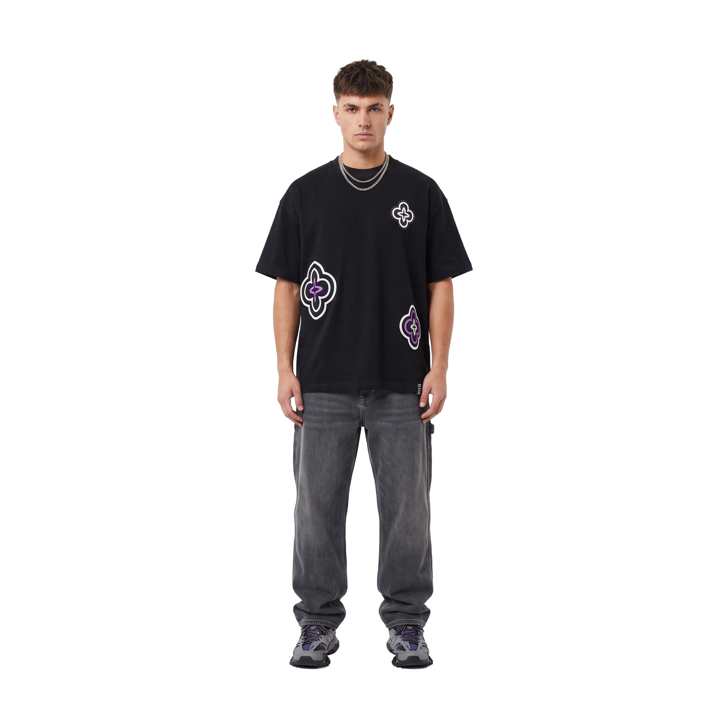 GOODBRAND Foamed Floral Rhinestone Tee Black (SS26)