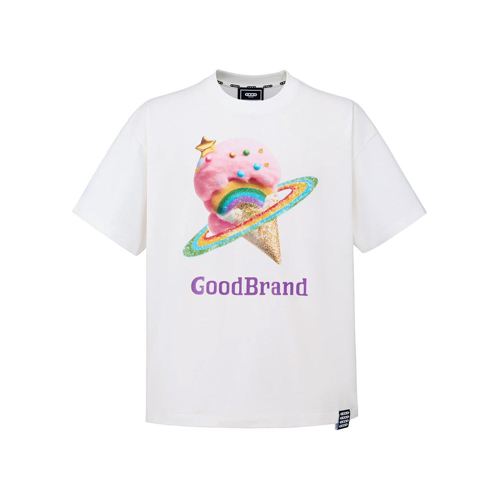GOODBRAND Foamed Ice Cream Crystal Gauze S/S Tee White (SS26)