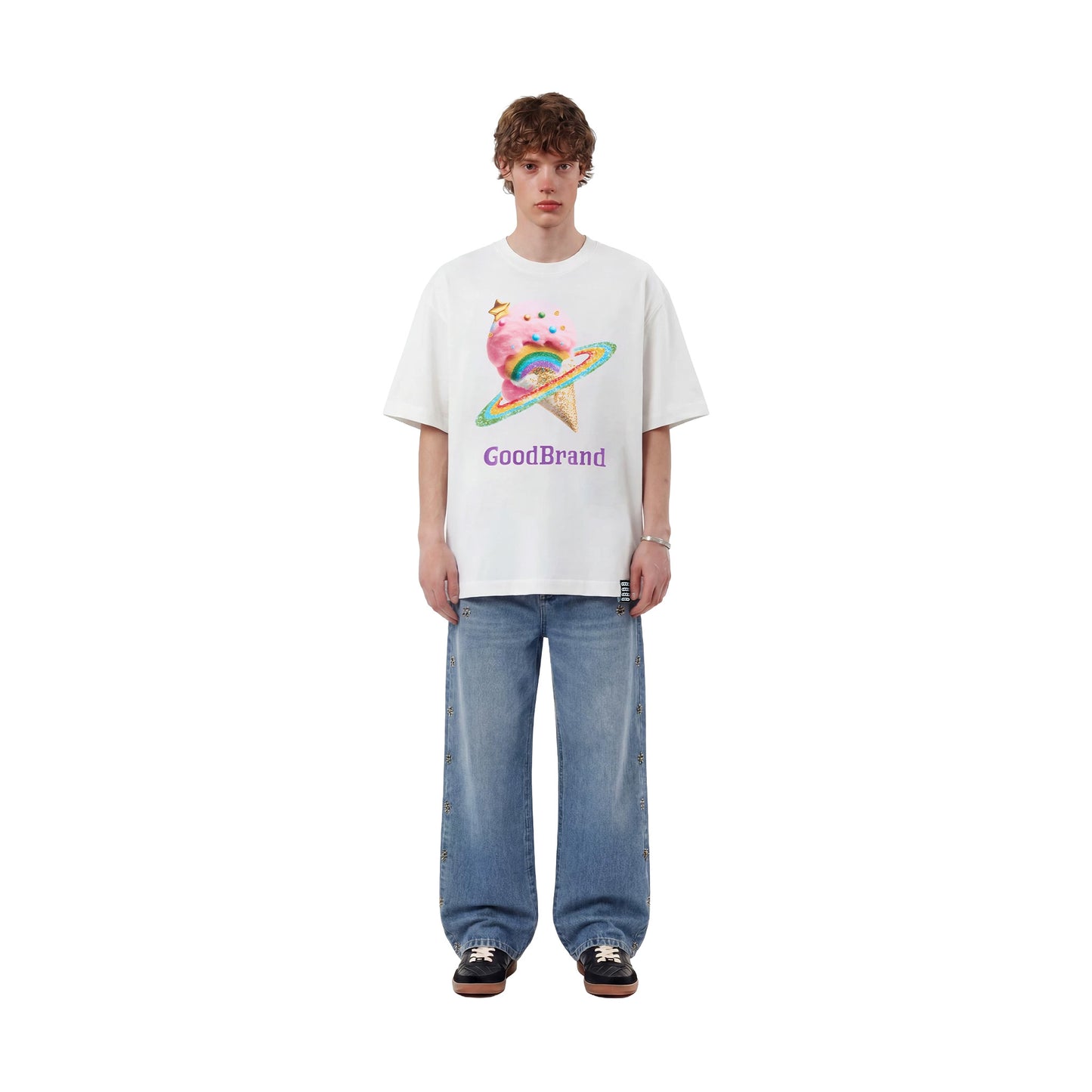 GOODBRAND Foamed Ice Cream Crystal Gauze S/S Tee White (SS26)