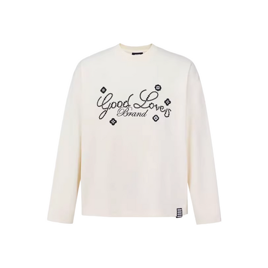 GOODBRAND GOOD LOVES Floral Slogan Long Sleeved Tee White (FW25)