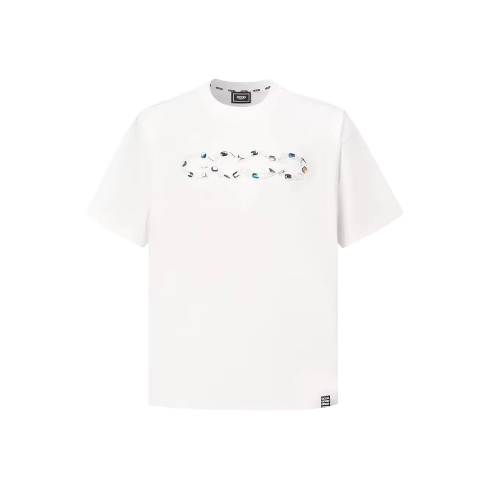 GOODBRAND Gemstone Embellished Logo Tee White (SS26)