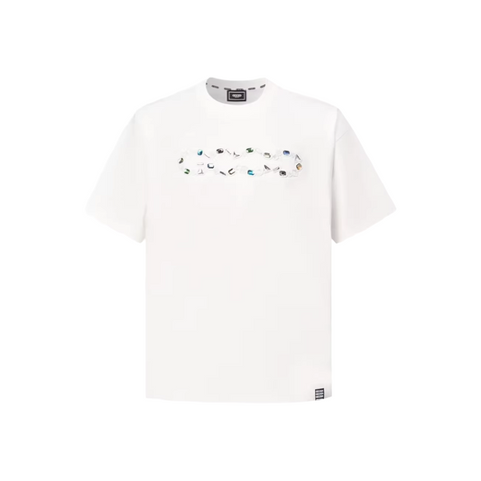 GOODBRAND Gemstone Embellished Logo Tee White (SS26)