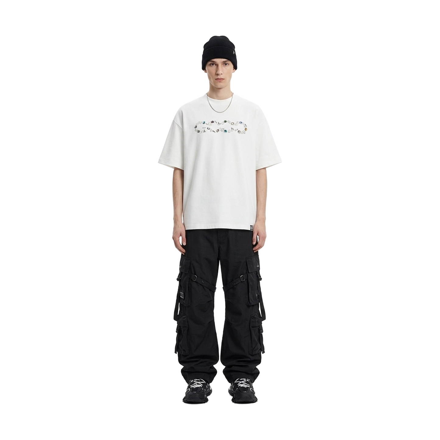 GOODBRAND Gemstone Embellished Logo Tee White (SS26)