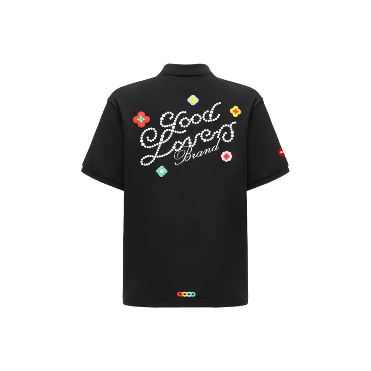 GOODBRAND Good Loves 3D Embroidered Slogan Polo Shirt Black (SS25)