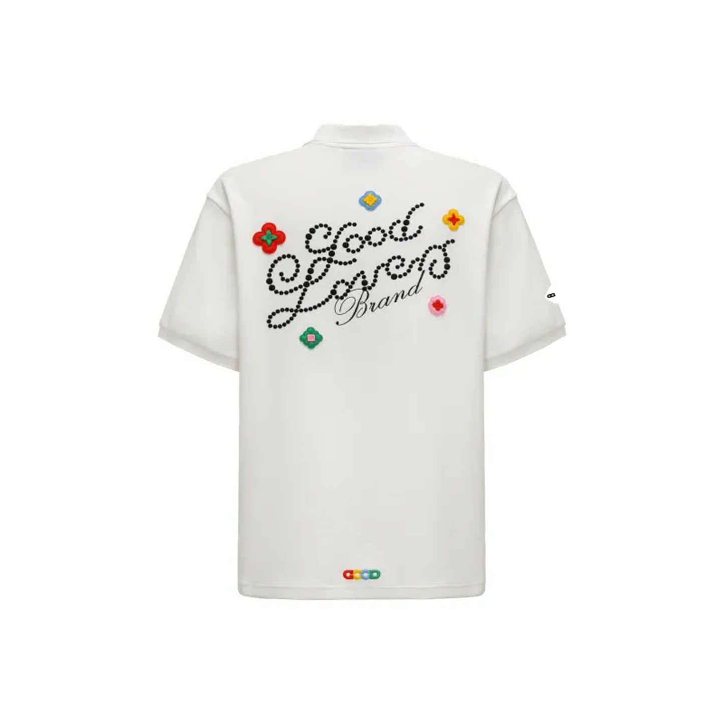 GOODBRAND Good Loves 3D Embroidered Slogan Polo Shirt White (SS25)