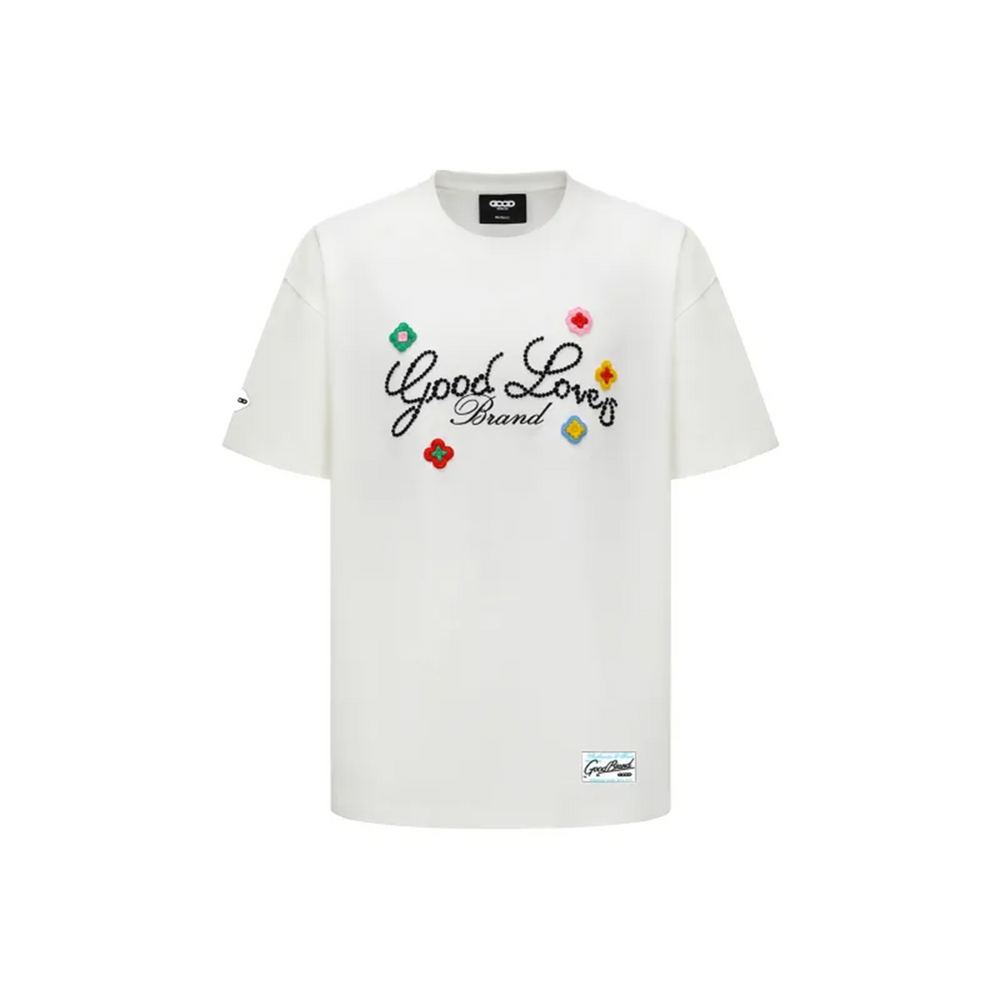 GOODBRAND Good Loves 3D Embroidered Slogan Tee White (SS25)