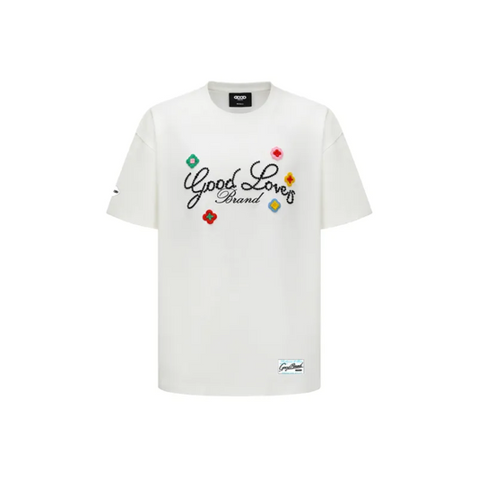 GOODBRAND Good Loves 3D Embroidered Slogan Tee White (SS25)