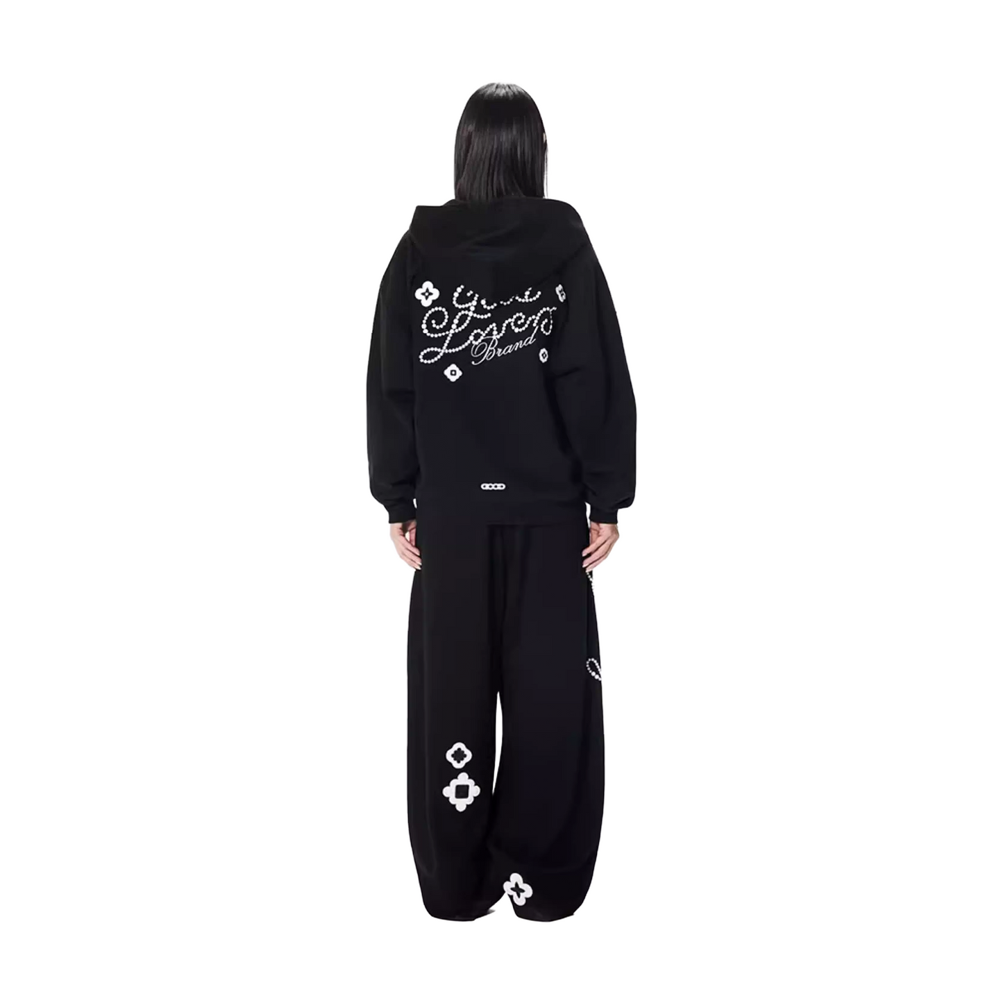 GOODBRAND Good Loves Floral Slogan Sweatpants Black (FW25)