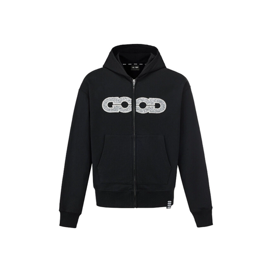 GOODBRAND Good Map Sequin Embroidered Hoodie Black (FW25)