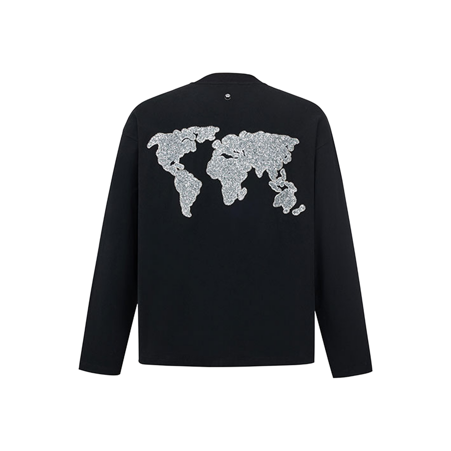 GOODBRAND Good Map Sequin Embroidered Long Sleeved Tee Black (FW25)