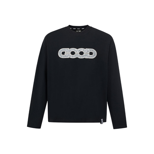 GOODBRAND Good Map Sequin Embroidered Long Sleeved Tee Black (FW25)