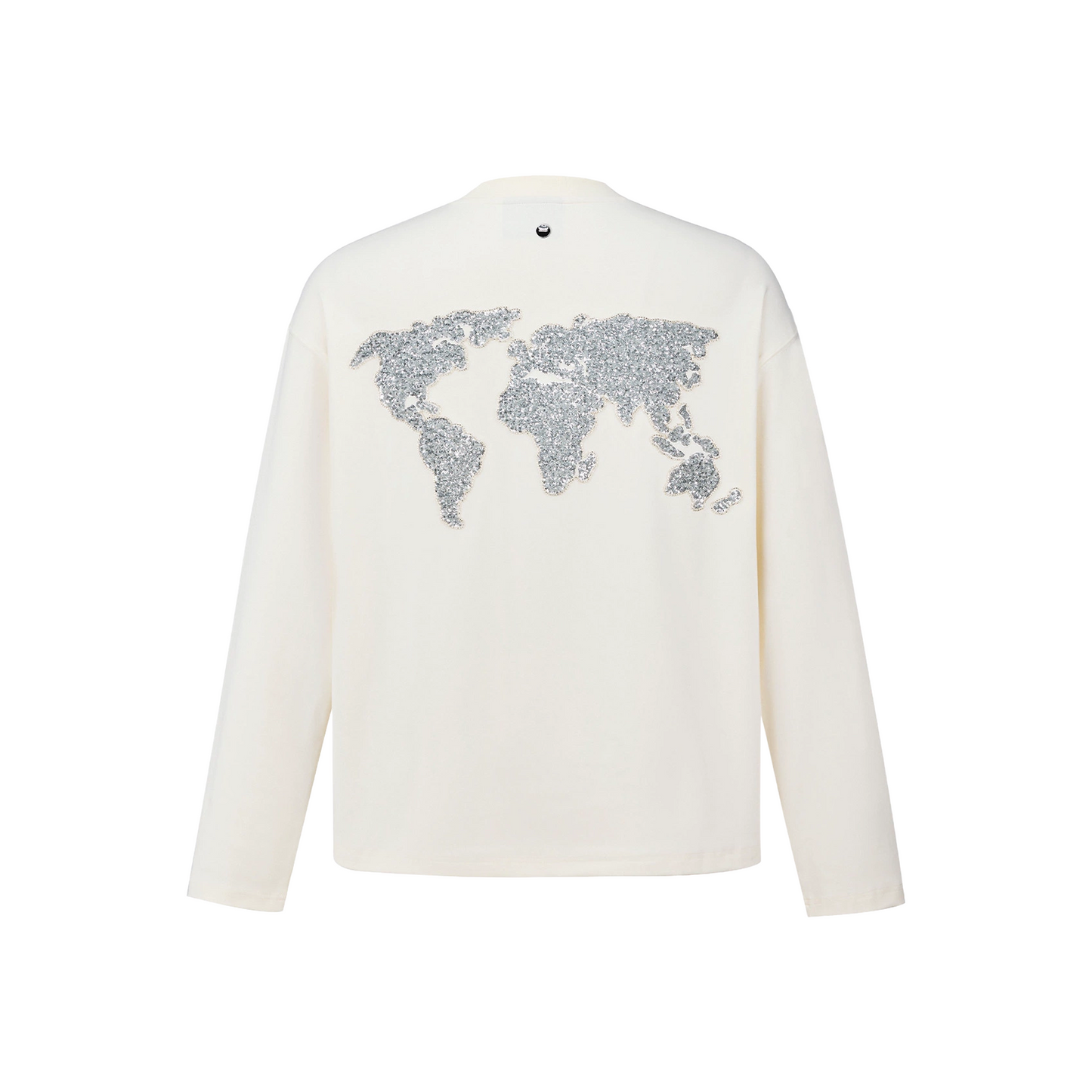 GOODBRAND Good Map Sequin Embroidered Long Sleeved Tee White (FW25)