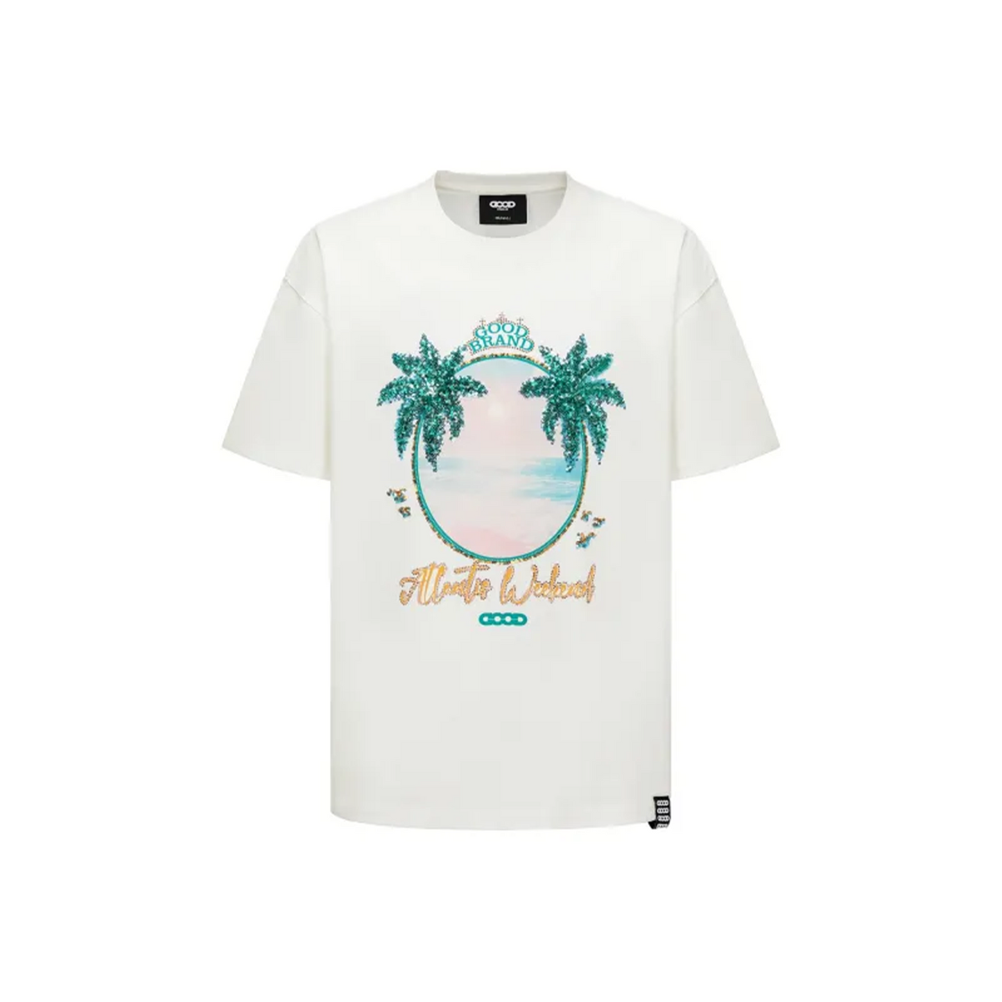 GOODBRAND Island Coconut Forest Sequin Embroidered Tee White (SS25)