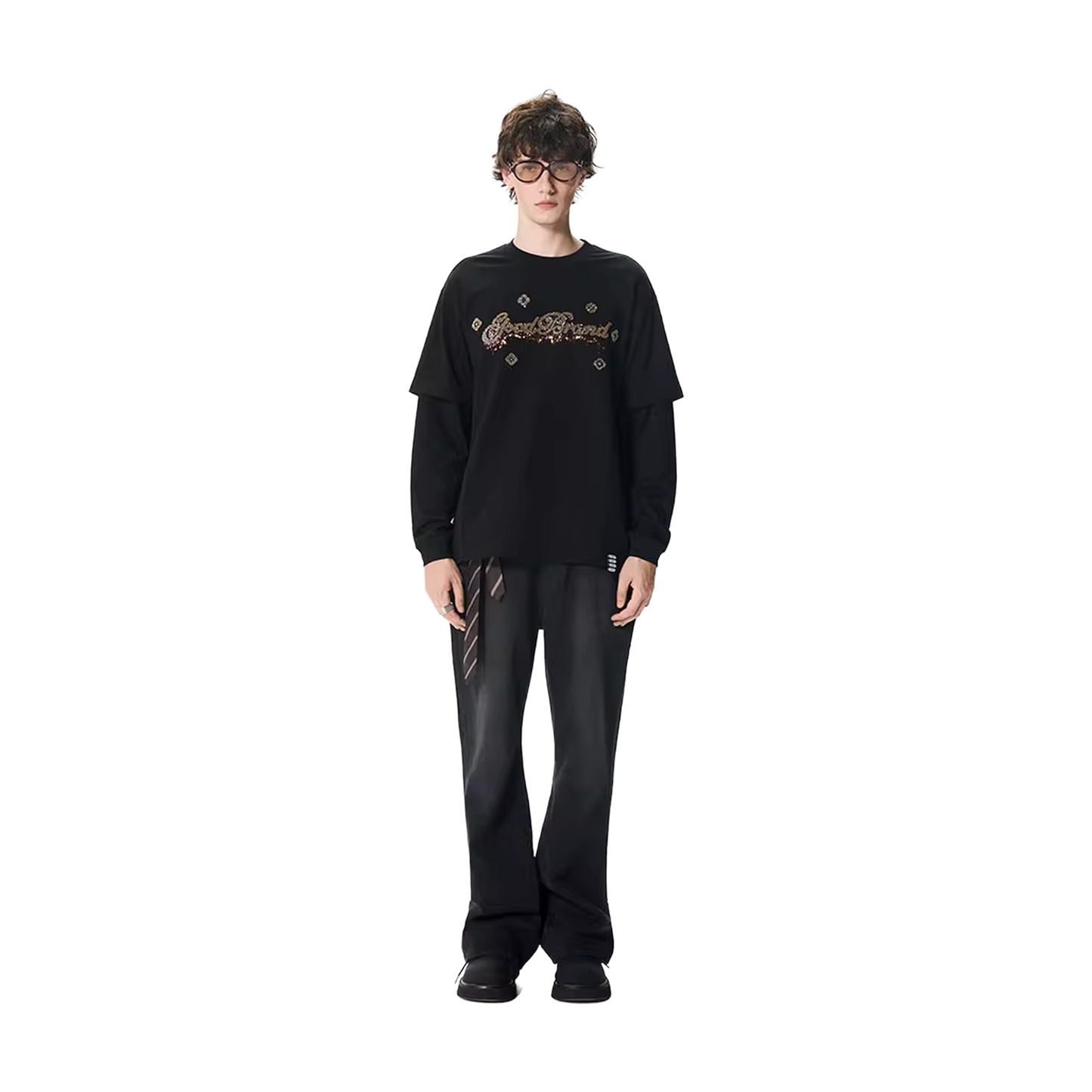 GOODBRAND Melting Ice Cream Two-Piece Long Sleeved Tee Black (FW25)