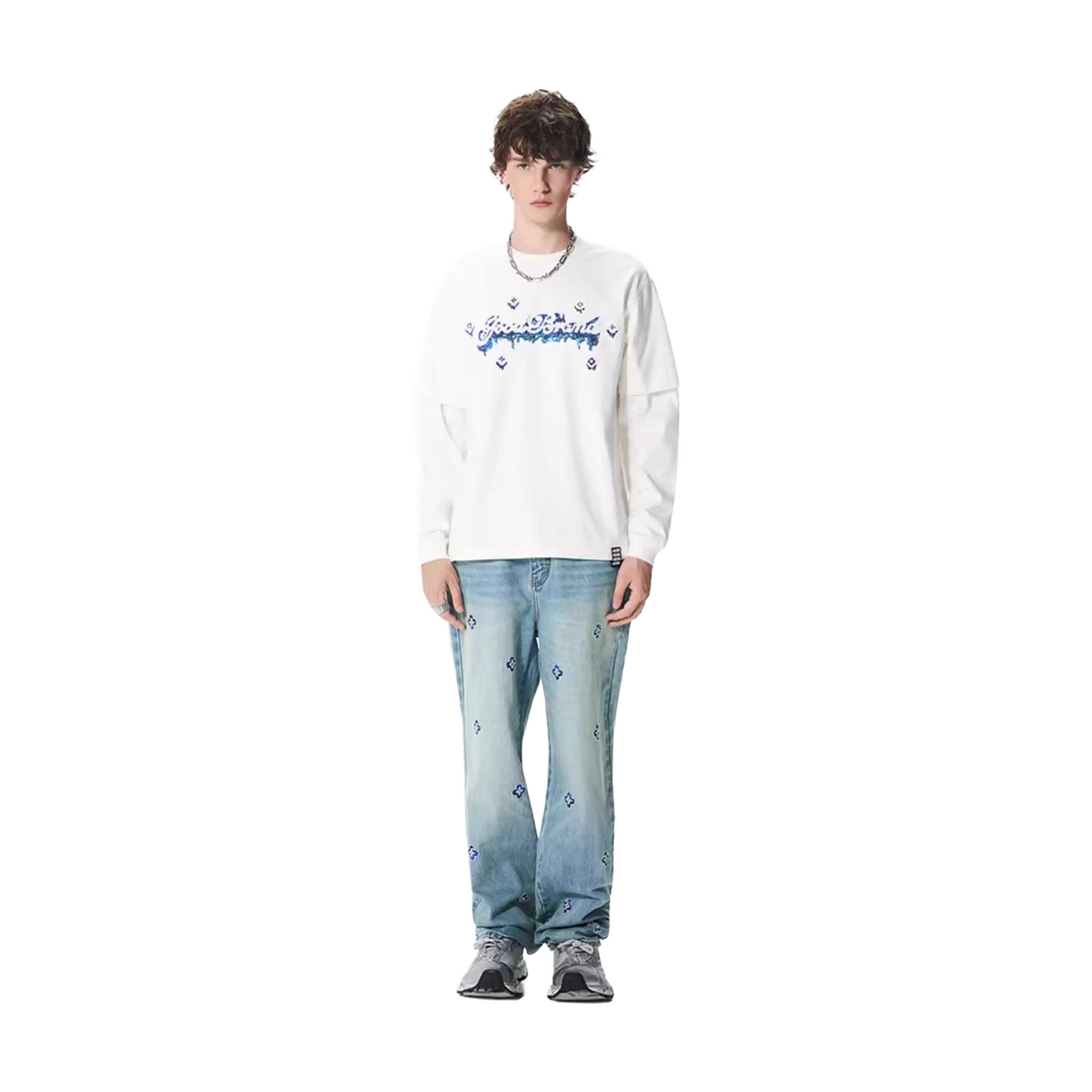 GOODBRAND Melting Ice Cream Two-Piece Long Sleeved Tee White (FW25)