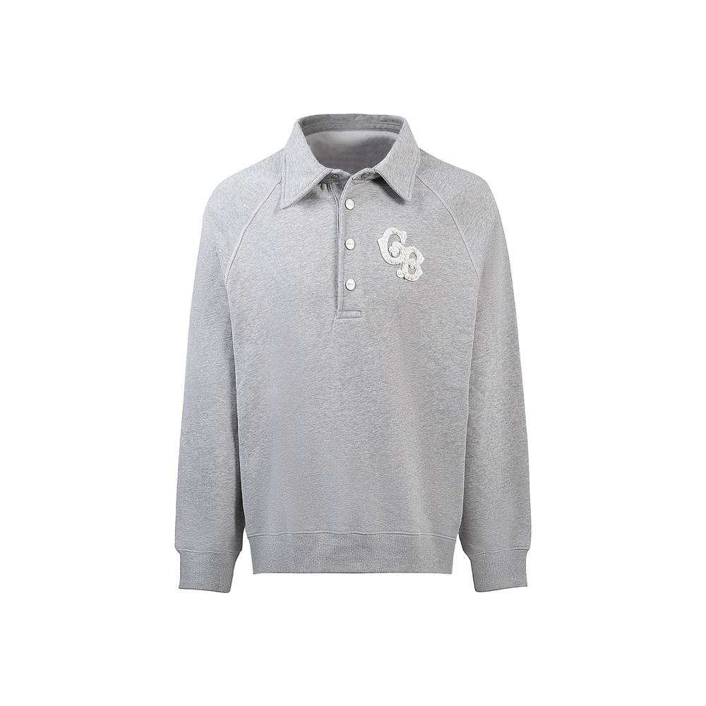 GOODBRAND Pearl Polo Long Sleeved Sweatshirt Grey (SS25)