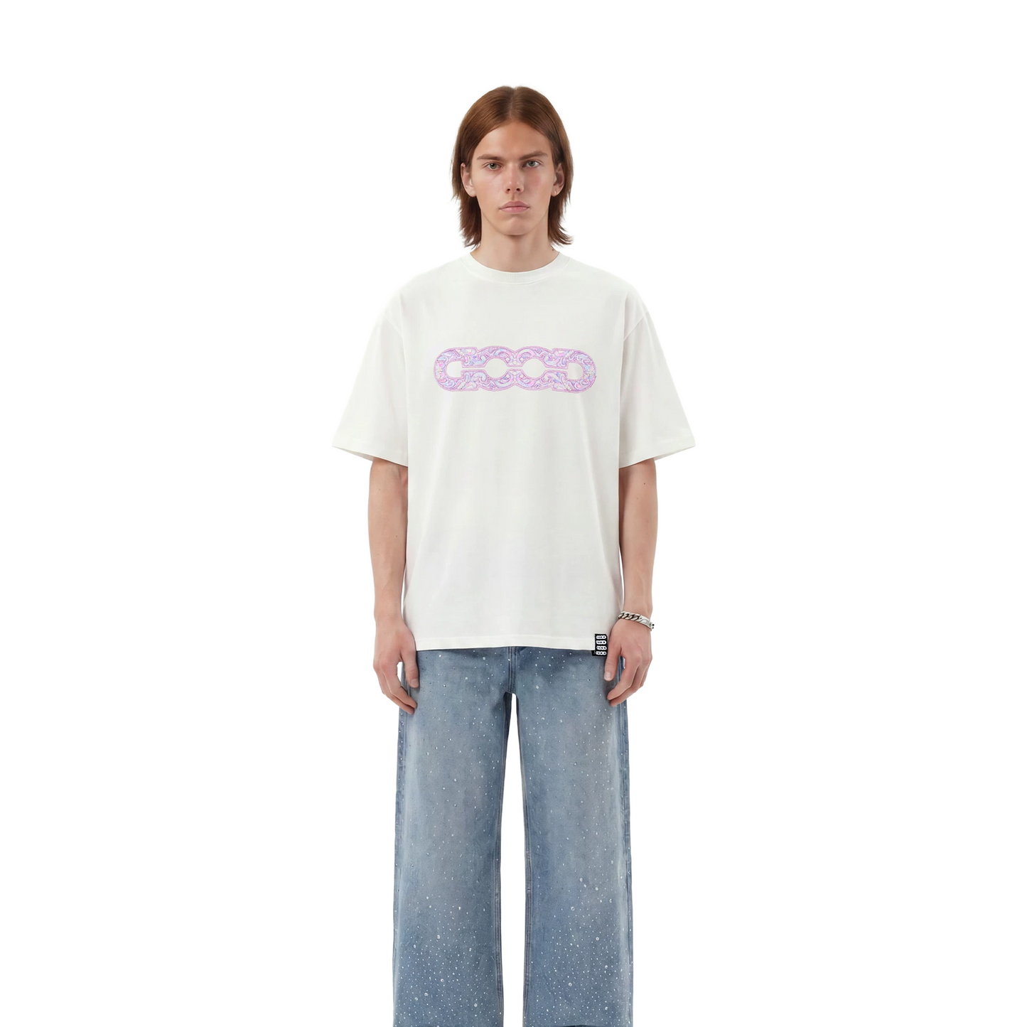 GOODBRAND Purple Nebula Embroidered Tee White (SS26)