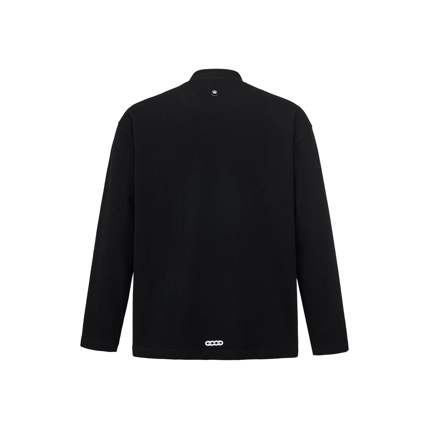 GOODBRAND Splicing Sequin Printed Logo Long Sleeved Tee Black (FW25)