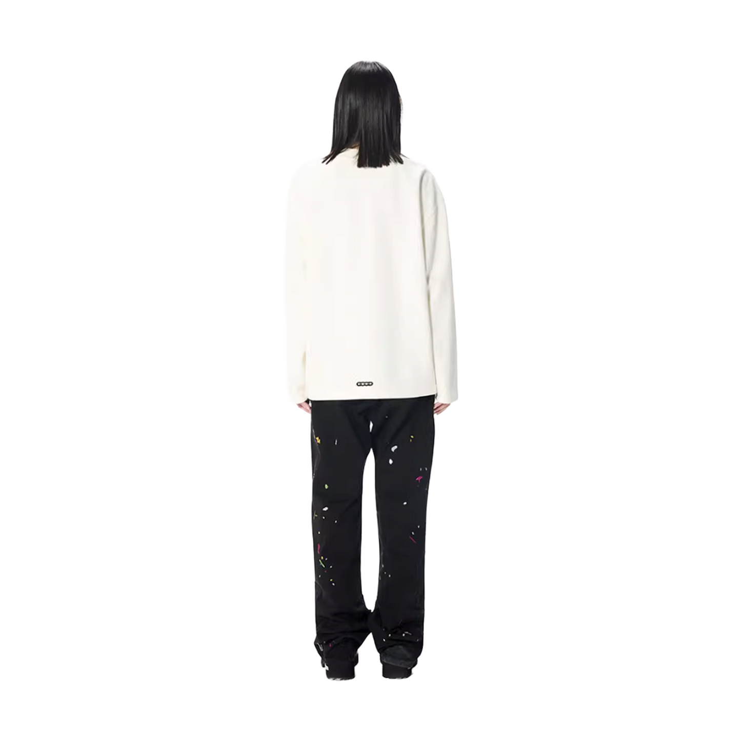 GOODBRAND Splicing Sequin Printed Logo Long Sleeved Tee White (FW25)