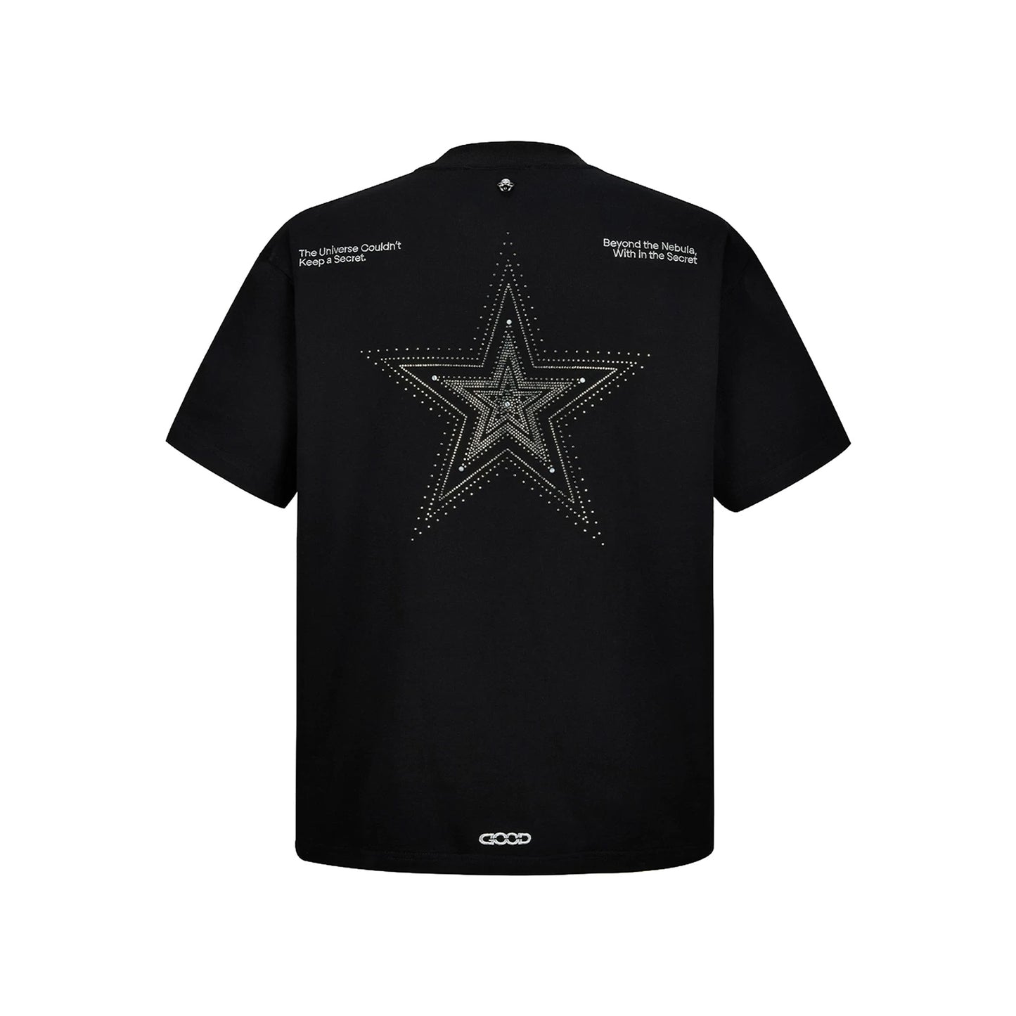 GOODBRAND Starry Sky Silver Thread Slogan S/S Tee Black (SS26)